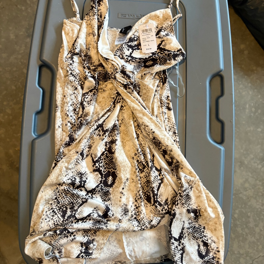 NAK Snake-Print Velvet Slip Dress in Black and Beige